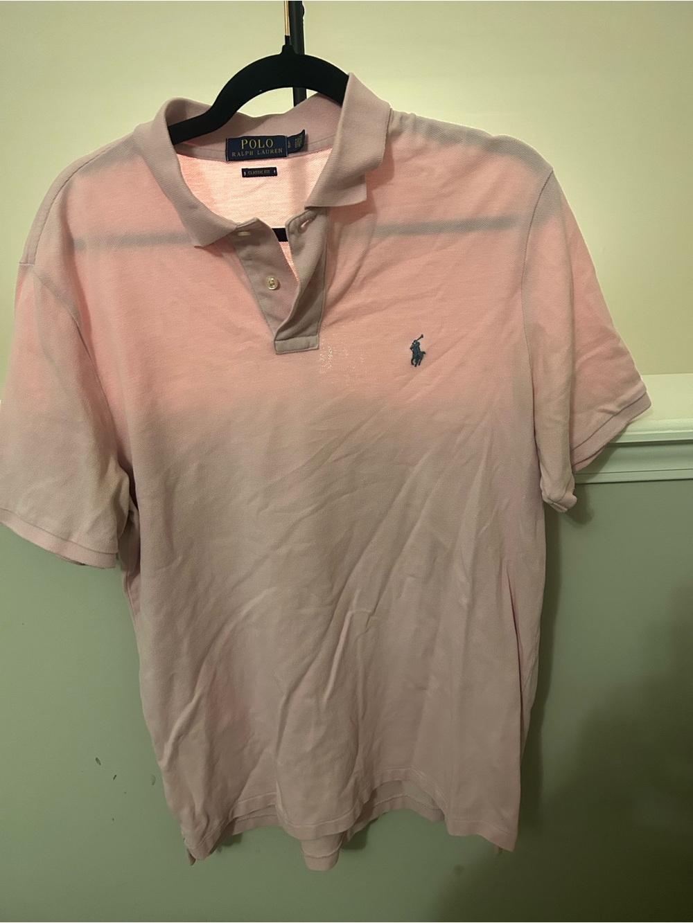 Ralph Lauren Men’s Light Pink Polo with Navy Pony